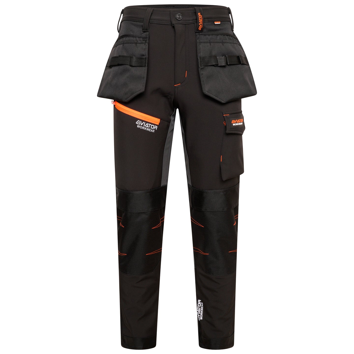 Men's Softshell Waterproof cargo Workwear Trousers - Black
