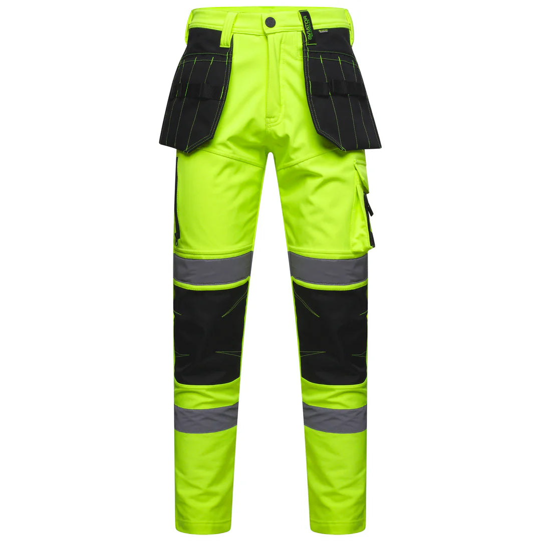 Hi Vis Waterproof Work Trousers – Men’s Softshell Cargo Workwear