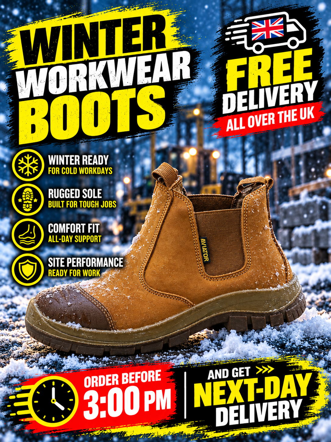 Men’s Composite Toe Safety Chelsea Boots – Style 1124