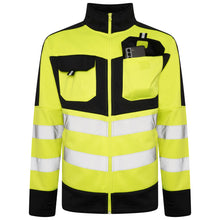 Load image into Gallery viewer, High Vis 4 Pockets Stand Collar Zipper Hoodie - Yellow/Navy
