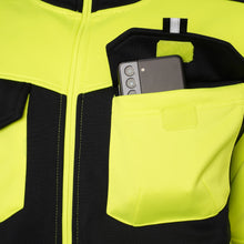 Load image into Gallery viewer, High Vis 4 Pockets Stand Collar Zipper Hoodie - Yellow/Navy
