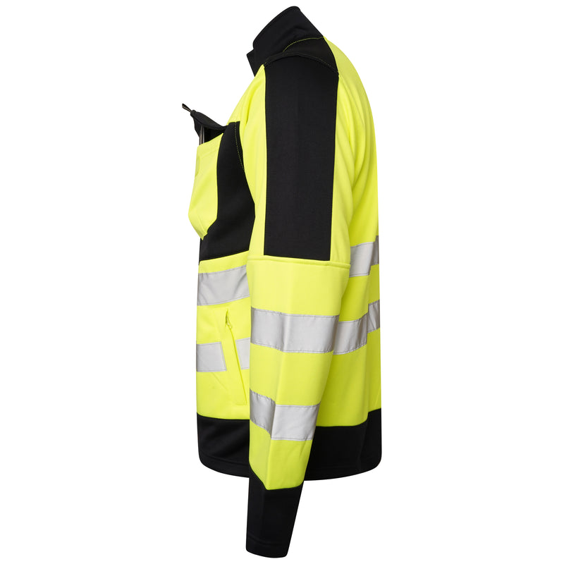 High Vis 4 Pockets Stand Collar Zipper Hoodie - Yellow/Navy