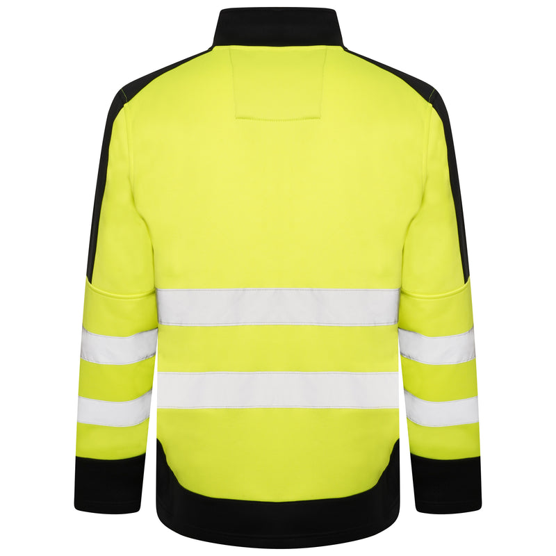 High Vis 4 Pockets Stand Collar Zipper Hoodie - Yellow/Navy