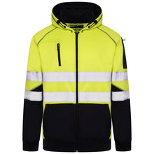 Load image into Gallery viewer, High Vis 3 Pockets 5 thread Zipper Hoodies - Yellow/Navy
