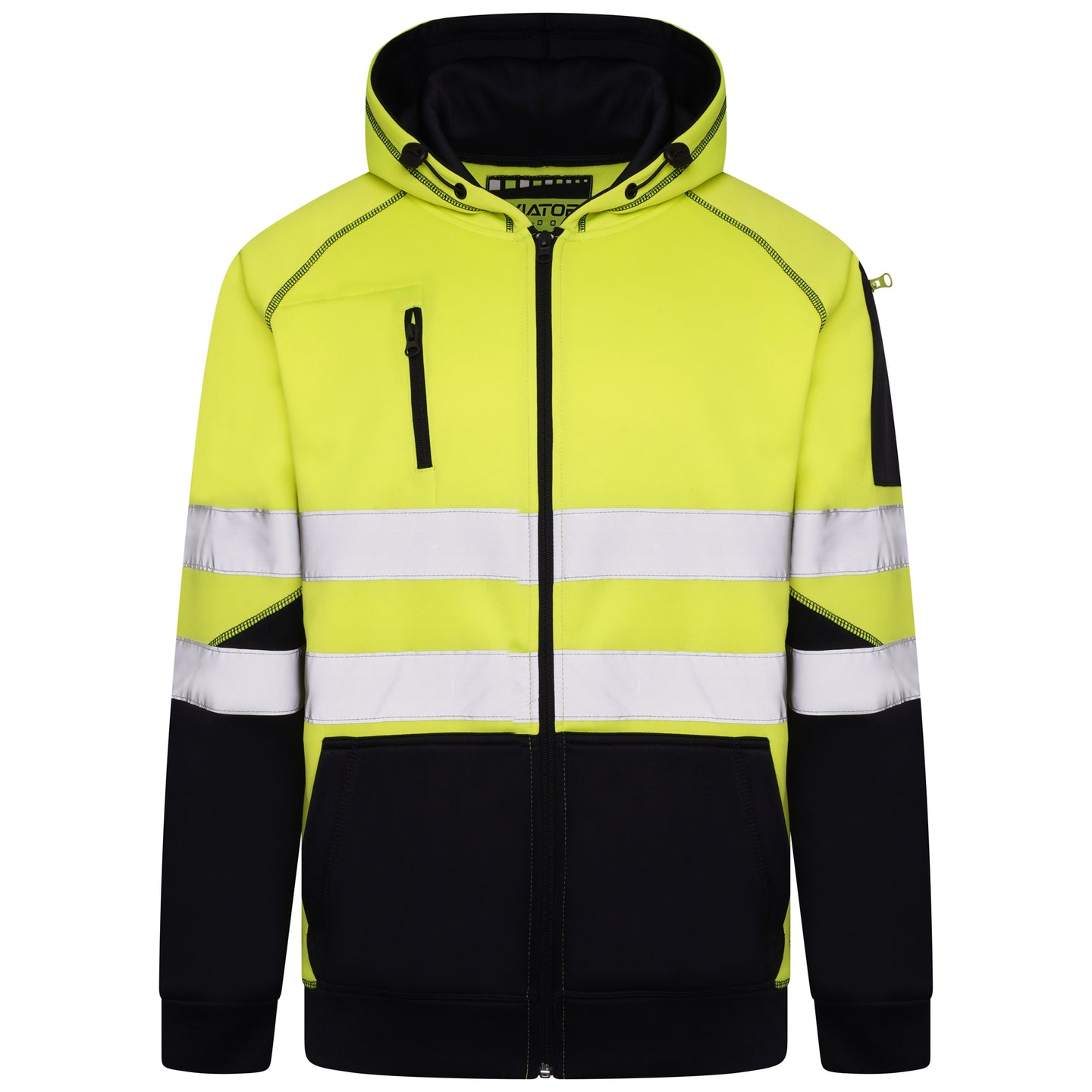 High Vis 3 Pockets 5 thread Zipper Hoodies - Yellow/Navy