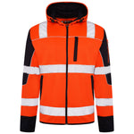 High Vis 4 Pockets  Zipper Hoodie -Orange / Navy