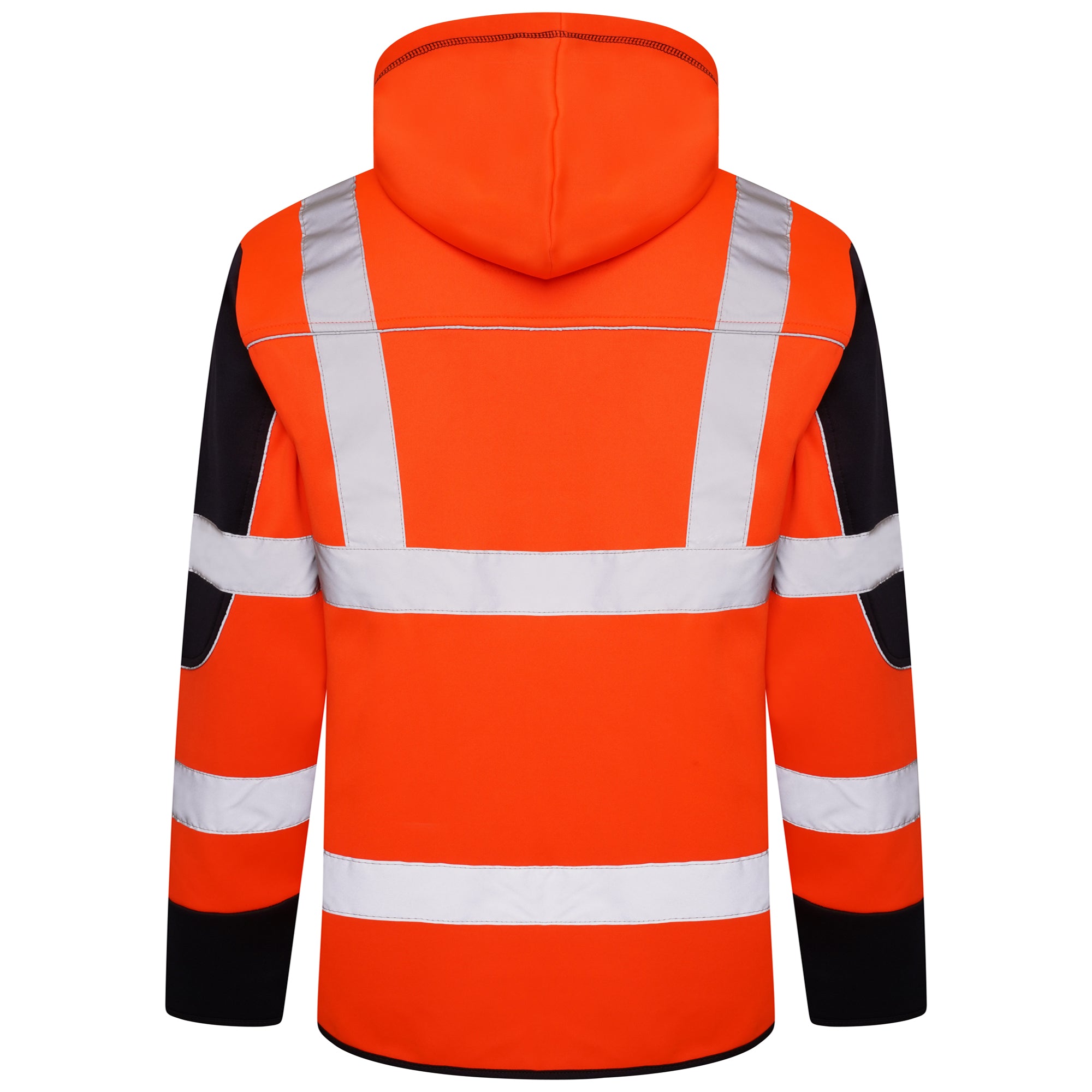 High Vis 4 Pockets  Zipper Hoodie -Orange / Navy