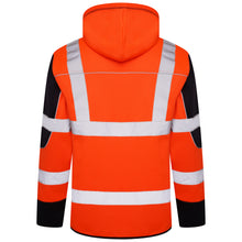 Load image into Gallery viewer, High Vis 4 Pockets  Zipper Hoodie -Orange / Navy
