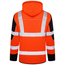 Load image into Gallery viewer, High Vis 4 Pockets  Zipper Hoodie -Orange / Navy
