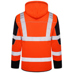 High Vis 4 Pockets  Zipper Hoodie -Orange / Navy