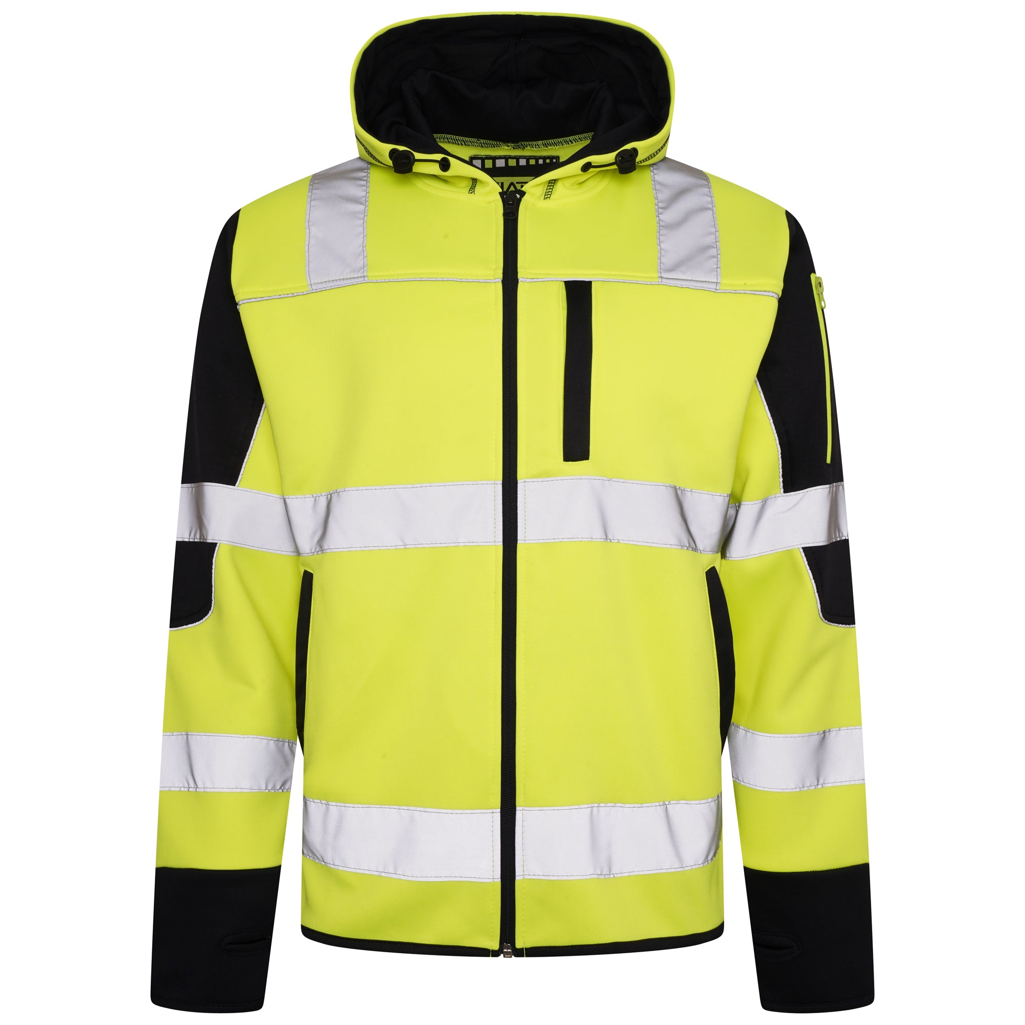 High Vis 3 Pockets 5 thread Zipper Hoodies - Yellow/Navy