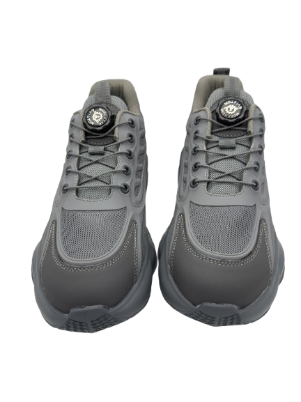 Men's Aviator Workwear Safety Shoes, Professional Steel Toe & Puncture Proof with Air Cushioned & Non Slip Sole - Breathable Shock-Absorbing Black and Grey