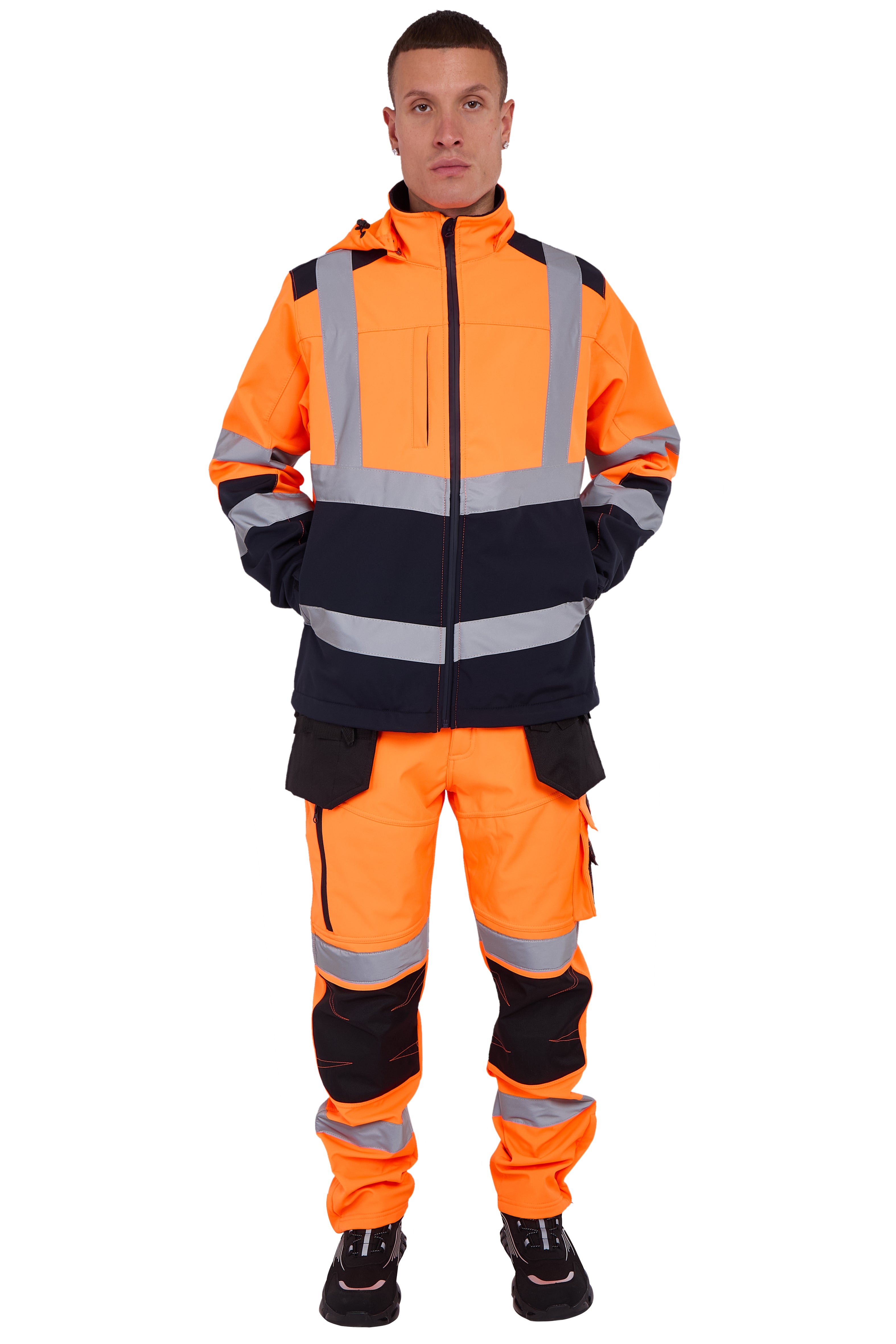High Vis Softshell Jacket Orange/Navy av-40