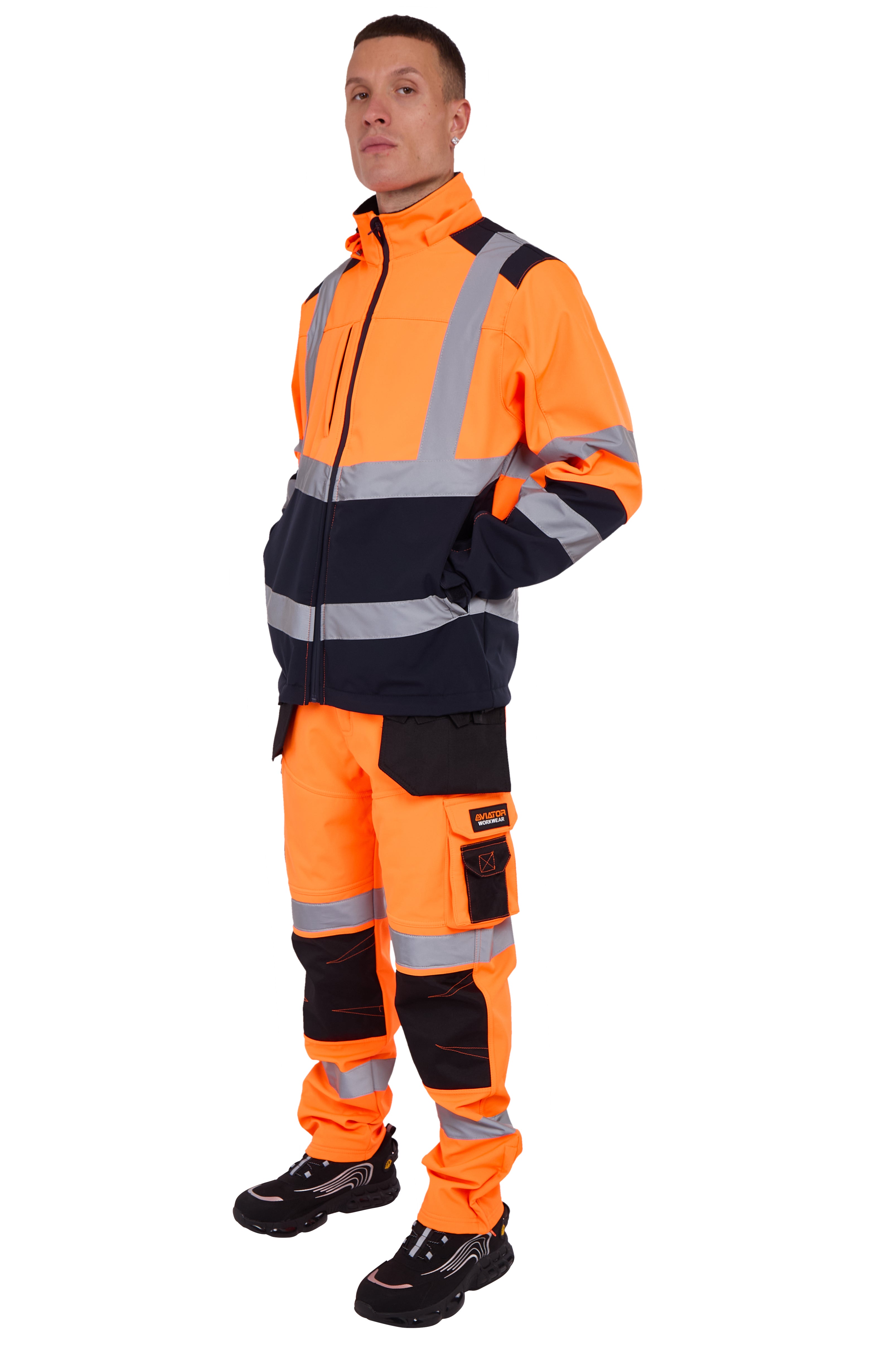 High Vis Softshell Jacket Orange/Navy av-40