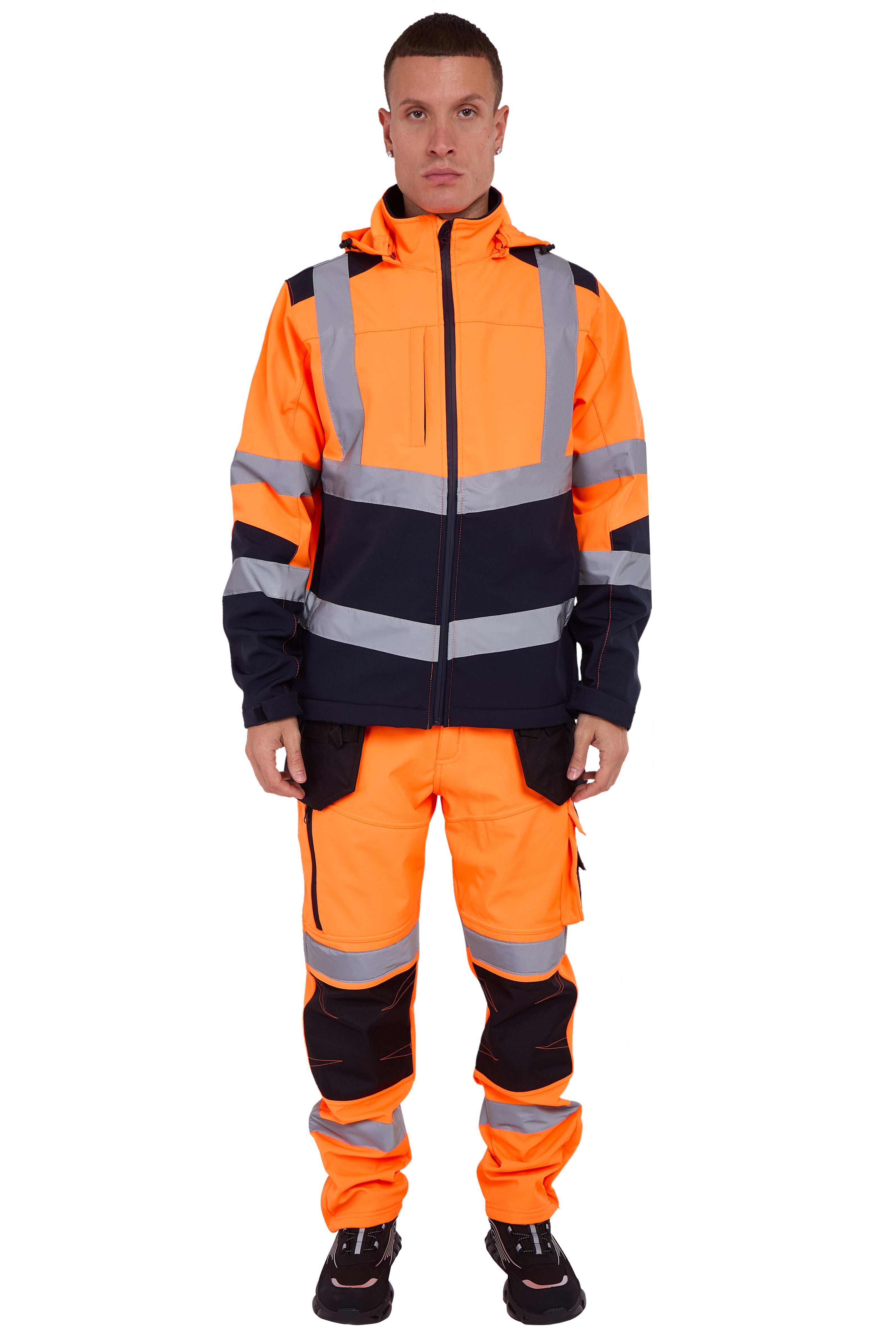 High Vis Softshell Jacket Orange/Navy av-40