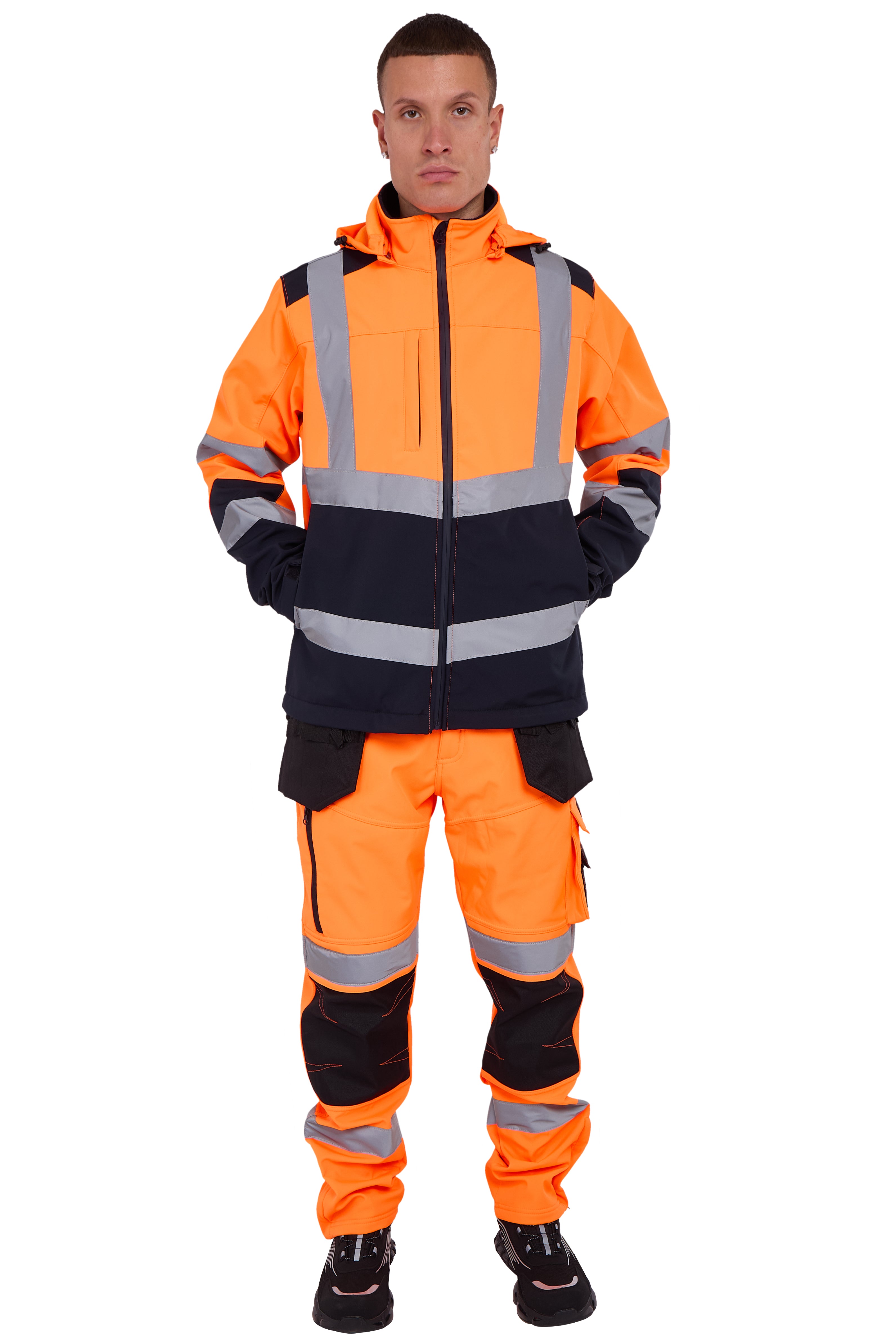 High Vis Softshell Jacket Orange/Navy av-40
