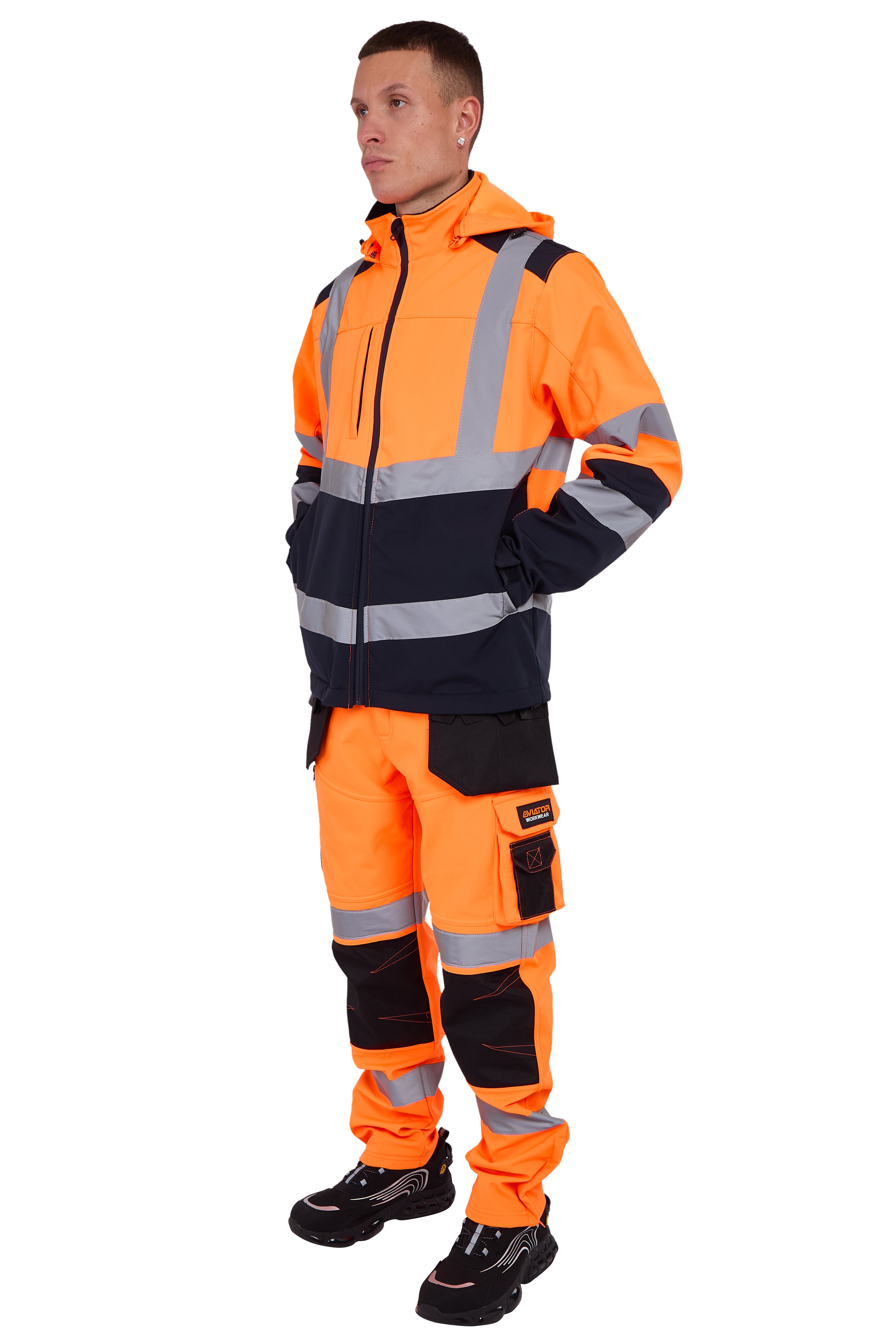 High Vis Softshell Jacket Orange/Navy av-40