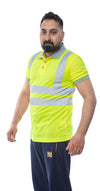 EN ISO 20471 Class 2 Polo Shirt Yellow/Gray Collar