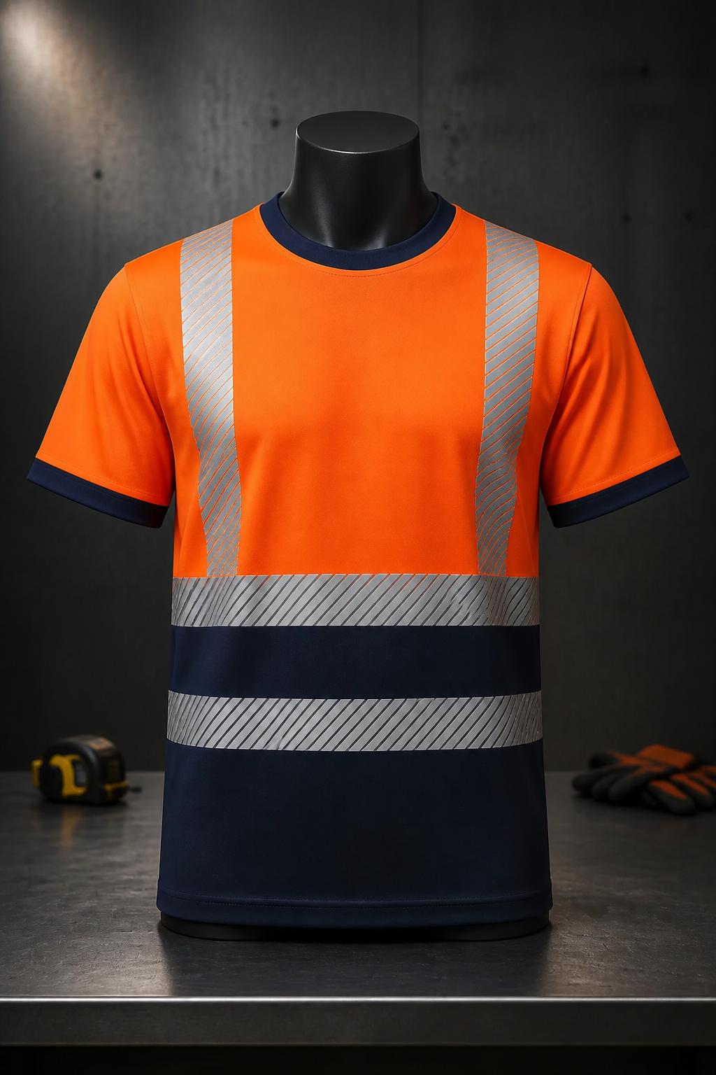 Heat press ISO 20471 Class 2 T-Shirt Orange/Navy