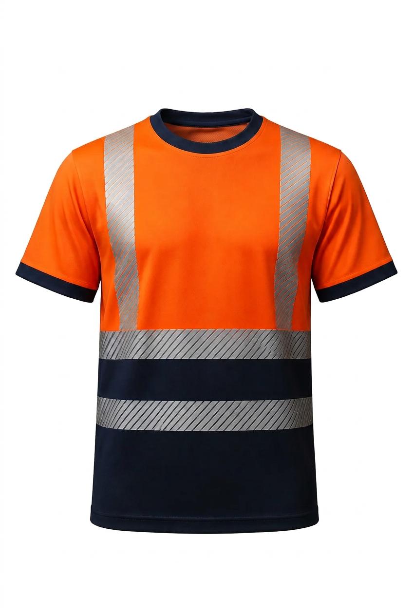 Heat press ISO 20471 Class 2 T-Shirt Orange/Navy