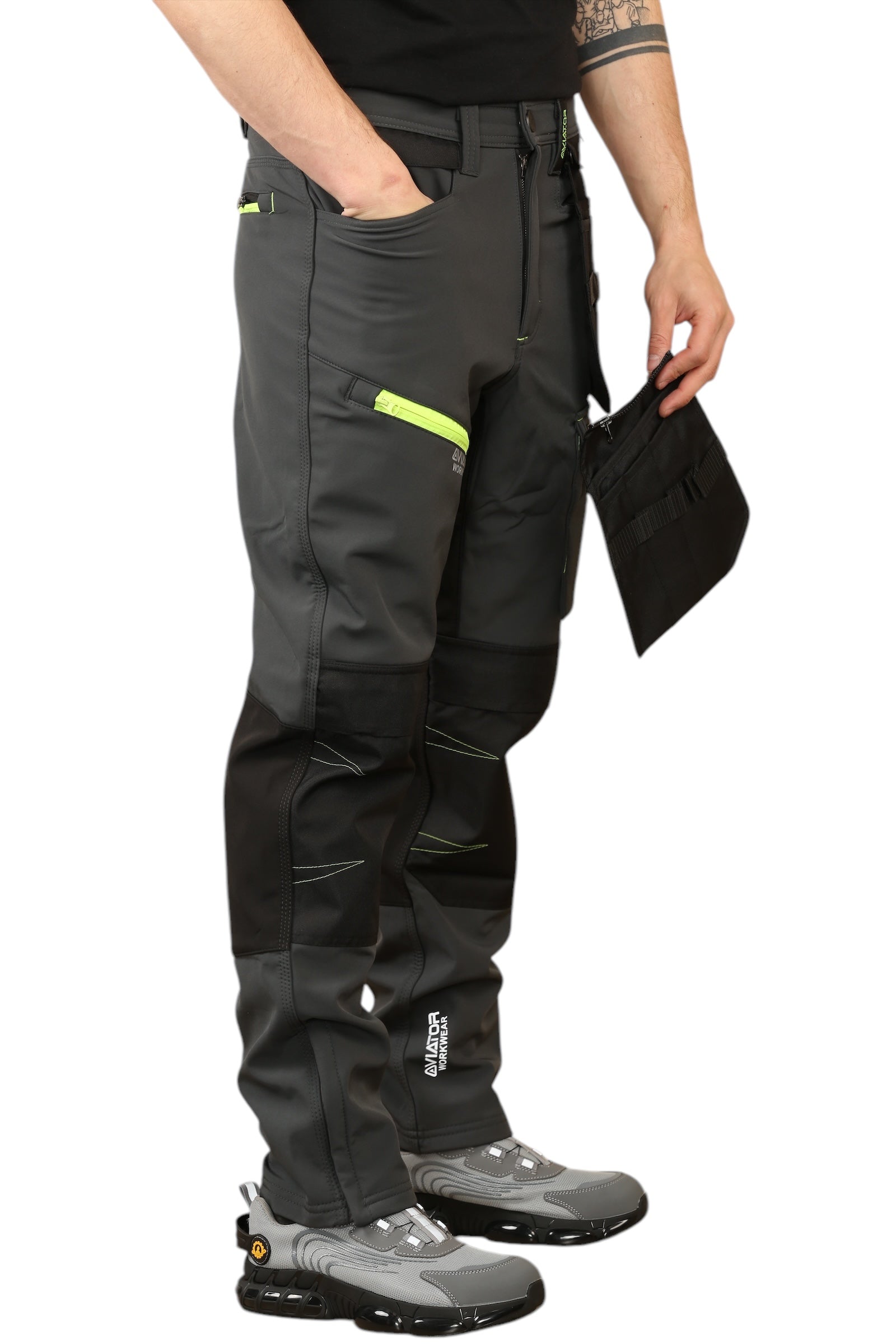 Mens Waterproof Work Trousers – Softshell Cargo Design with Holster Pockets
