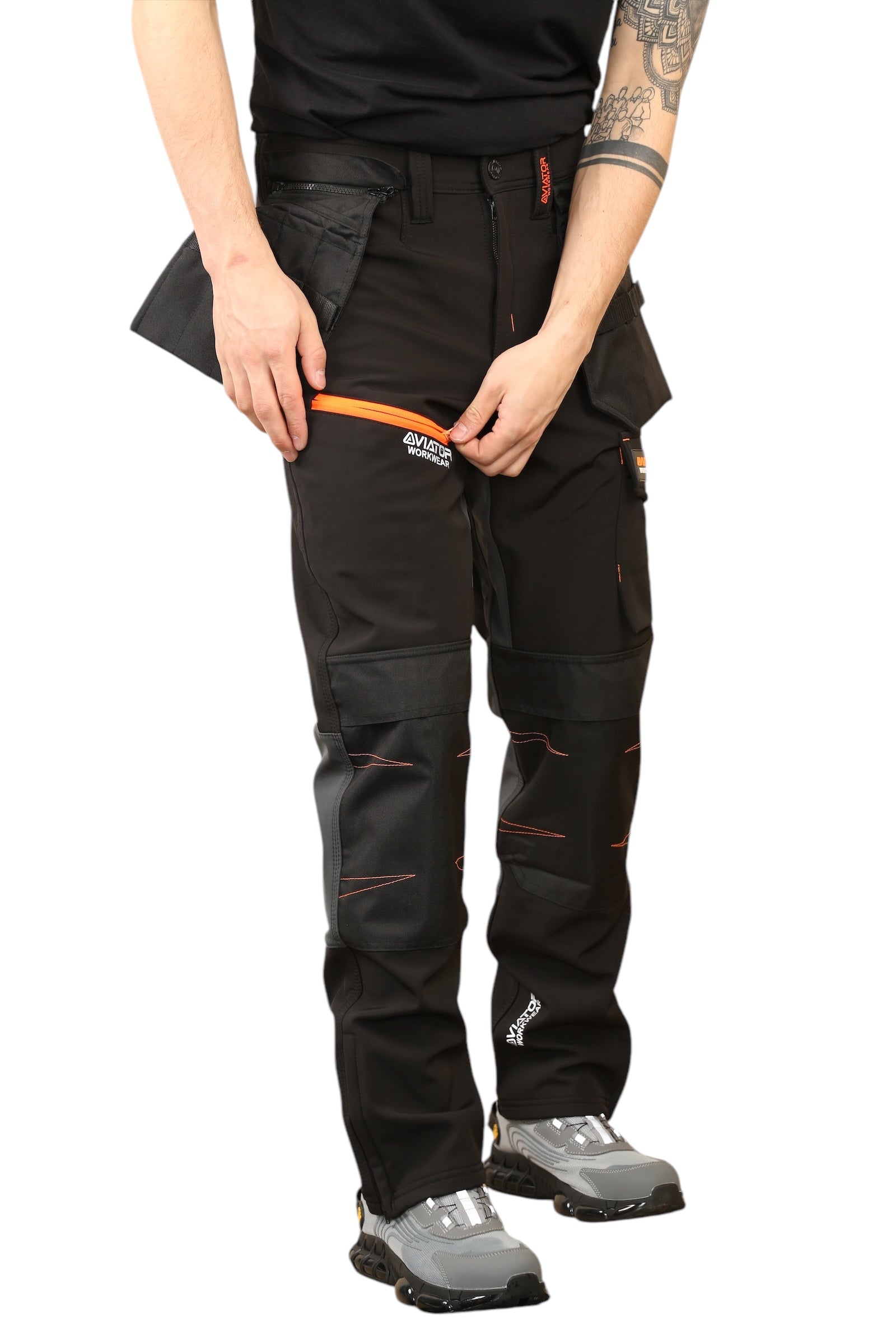 Mens Waterproof Work Trousers – Softshell Cargo Design with Holster Pockets