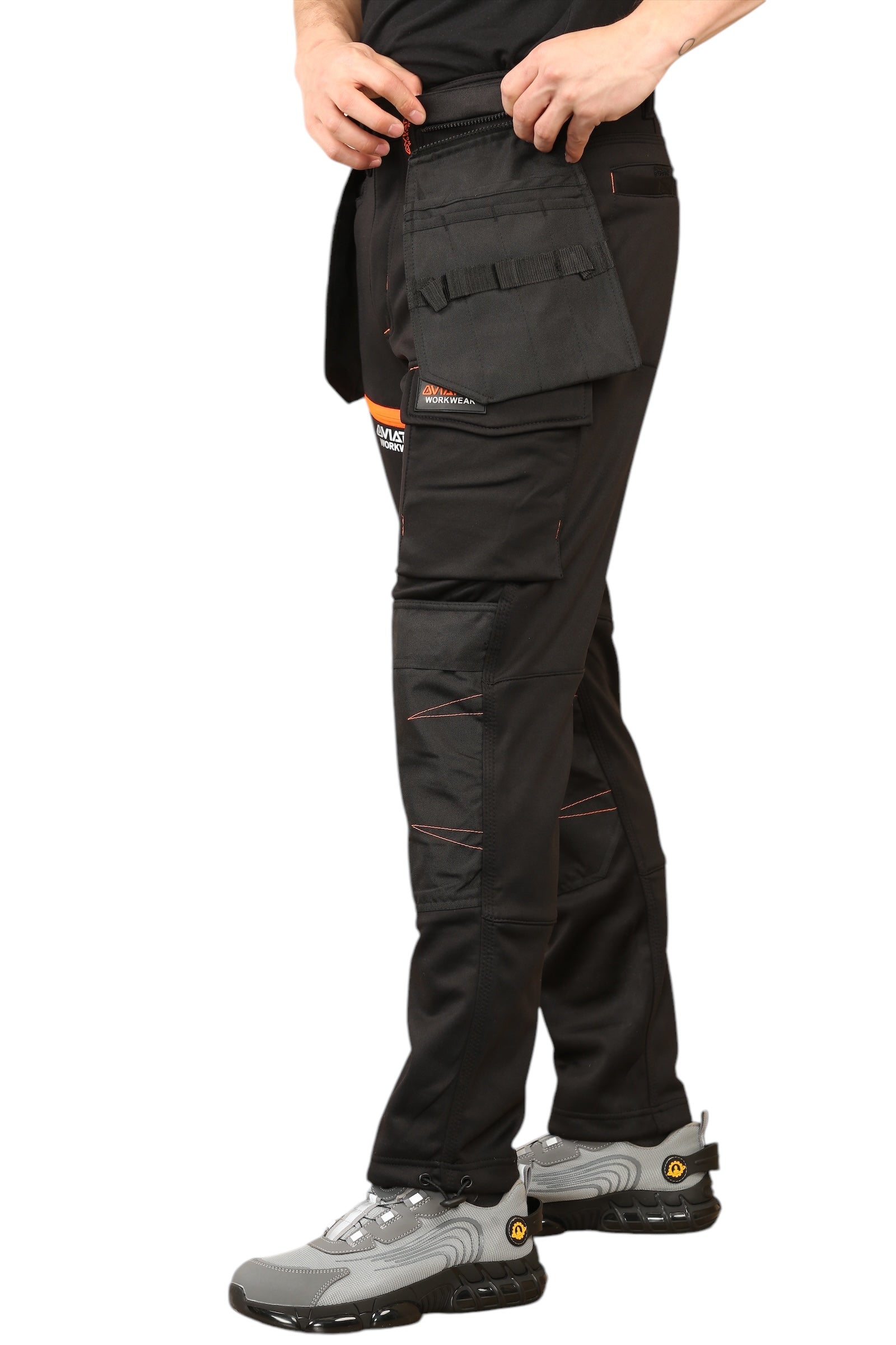 Mens Waterproof Work Trousers – Softshell Cargo Design with Holster Pockets
