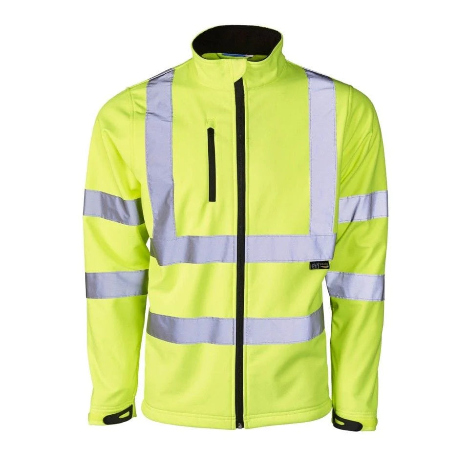 Hi Vis Softshell Jacket – Breathable Water-Resistant Workwear Jacket (EN ISO 20471 Certified)