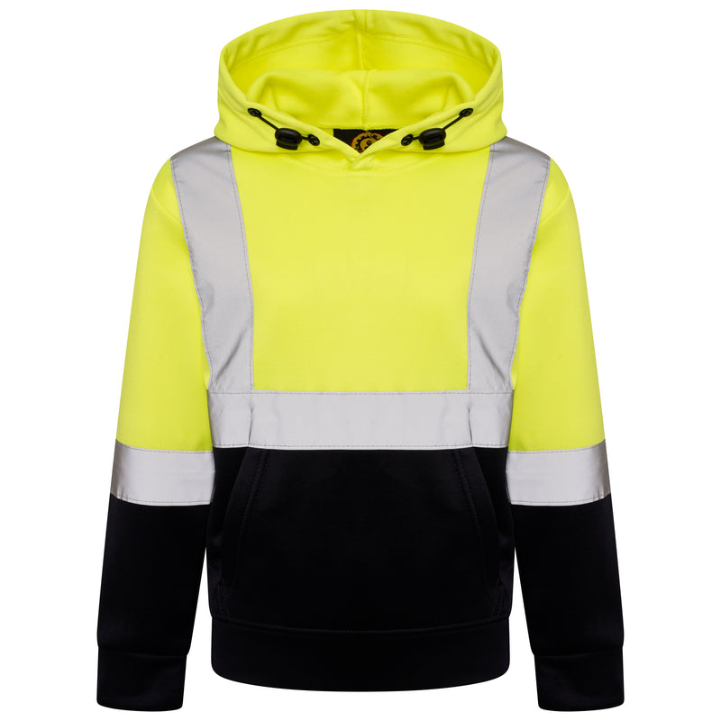 High Vis Kids Pullover Hoodie - Yellow/Navy