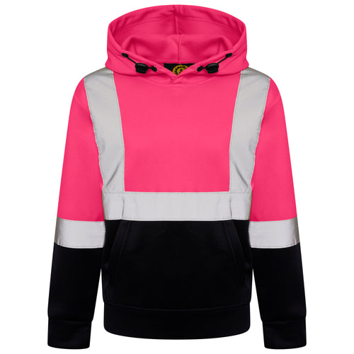 High Vis Kids Pullover Hoodie - Pink/Navy Success