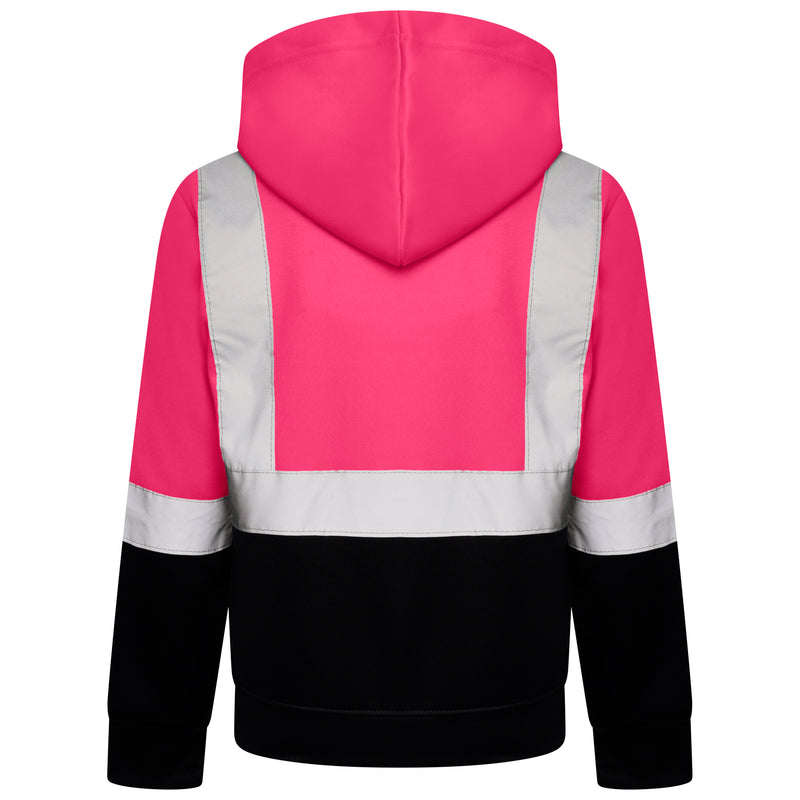High Vis Kids Pullover Hoodie - Pink/Navy