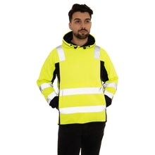 Load image into Gallery viewer, High Vis 2 Side Long Pockets Pullover Hoodie - Yellow / Navy
