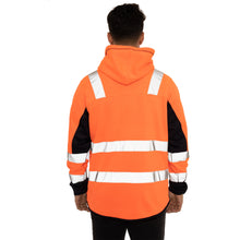 Load image into Gallery viewer, High Vis 2 Side Long Pockets Pullover Hoodie - Orange / Navy
