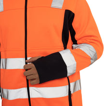 Load image into Gallery viewer, High Vis 2 Side Long Pockets Zipper Hoodie - Orange / Navy Success
