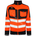 High Vis 4 Pockets Stand Collar Zipper Hoodie - Orange/Navy