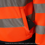 High Vis 4 Pockets Stand Collar Zipper Hoodie - Orange/Navy