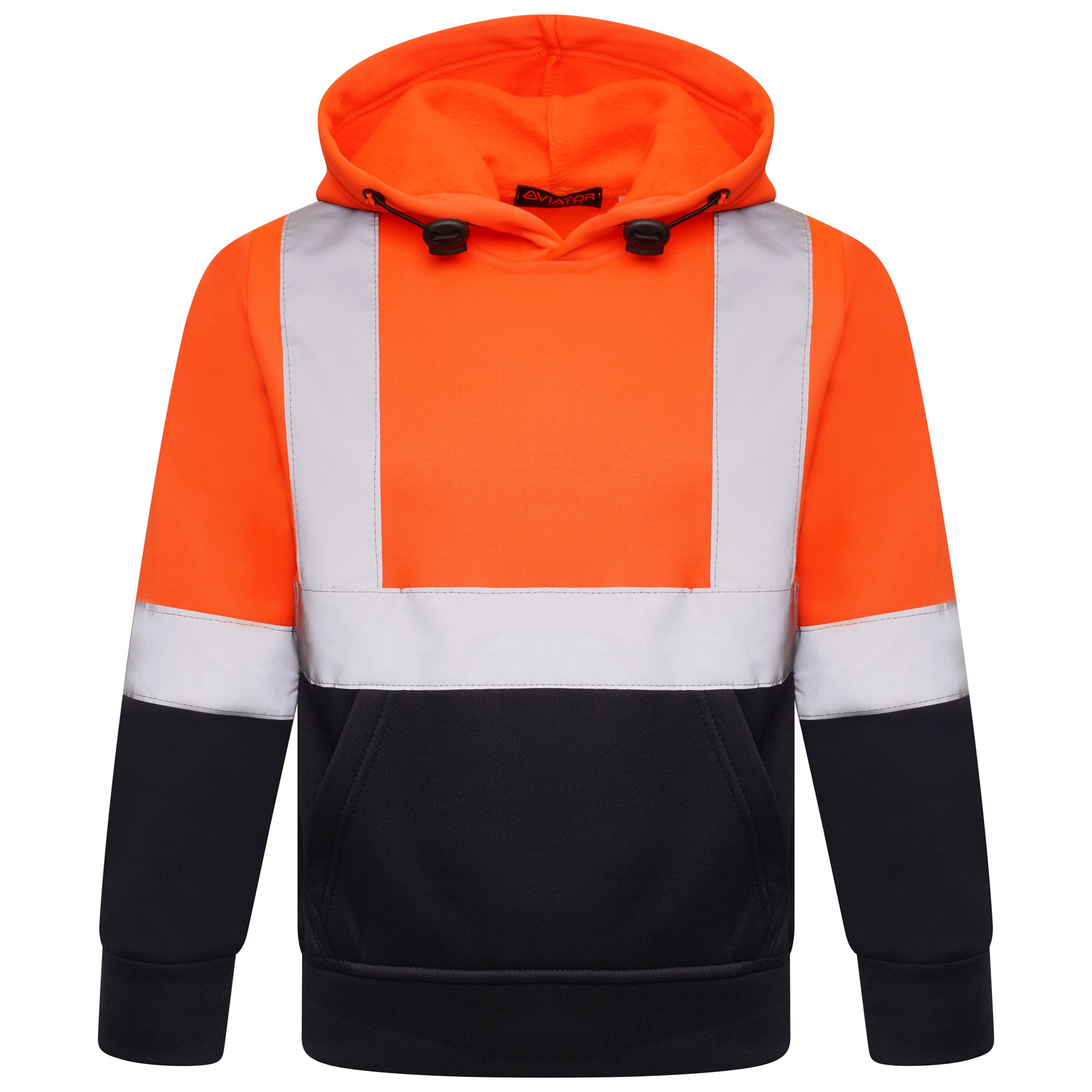 High Vis Kids Pullover Hoodie - Orange/Navy