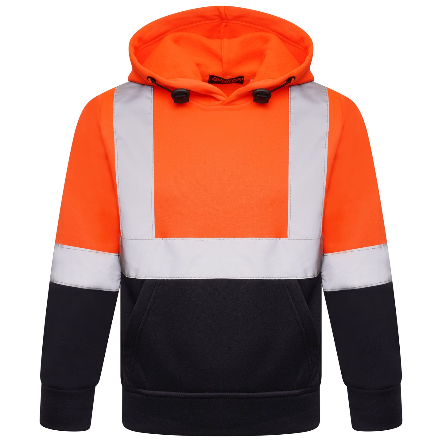 High Vis Kids Pullover Hoodie - Orange/Navy