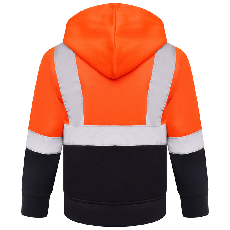 High Vis Kids Pullover Hoodie - Orange/Navy