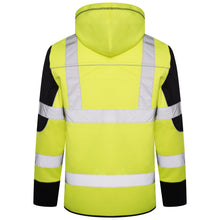 Load image into Gallery viewer, High Vis 4 Pockets  Zipper Hoodie - Yellow / Navy

