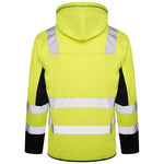 High Vis 2 Side Long Pockets Zipper Hoodie - Yellow / Navy