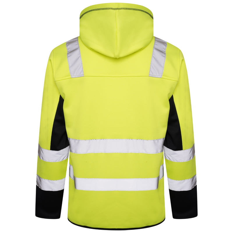 High Vis 2 Side Long Pockets Zipper Hoodie - Yellow / Navy