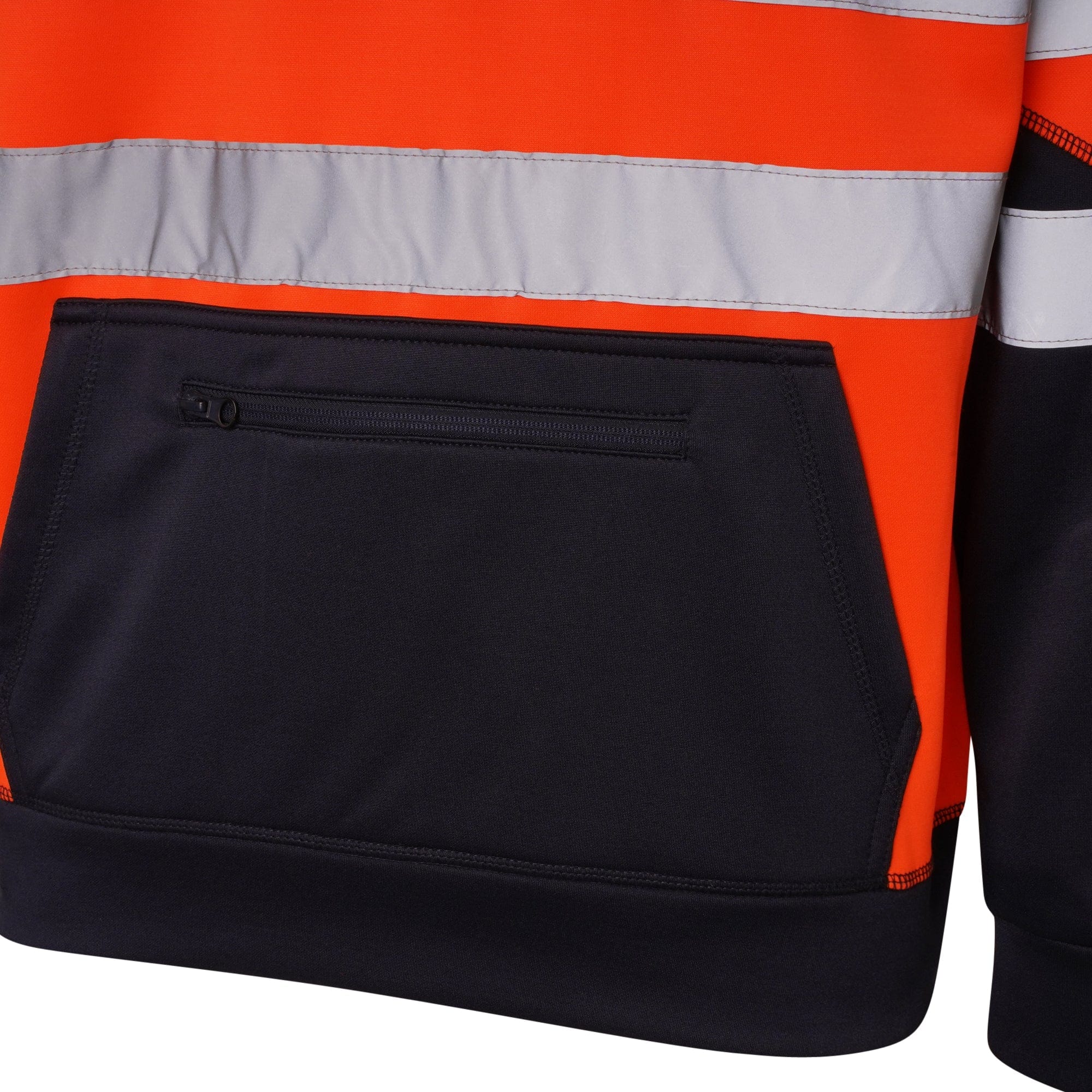 Aviator London Hi Vis Hoodie High Vis 3 Pockets 5 thread Pullover Hoodies - Orange/Navy