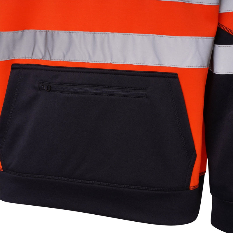 Aviator London Hi Vis Hoodie High Vis 3 Pockets 5 thread Pullover Hoodies - Orange/Navy