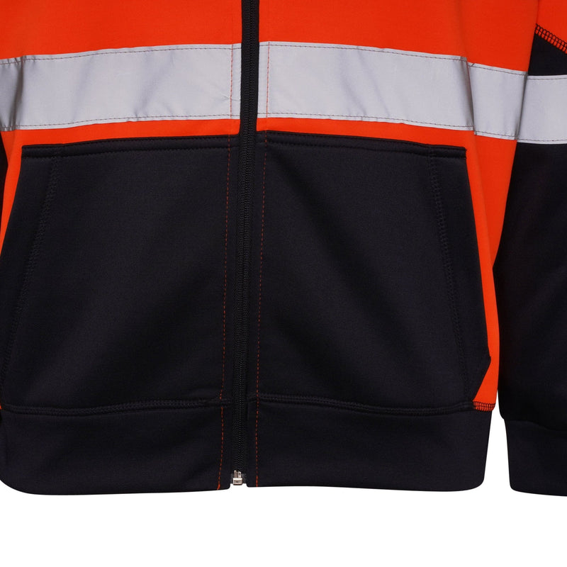 Aviator London Hi Vis Hoodie High Vis 3 Pockets 5 thread Zipper Hoodies - Orange/Navy