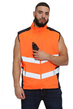 Aviator London Hi Vis Hoodie High Vis 3 Pockets Bodywarmer - Orange/Navy
