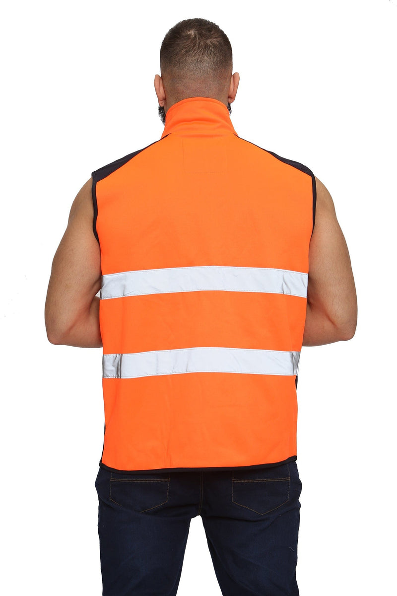 Aviator London Hi Vis Hoodie High Vis 3 Pockets Bodywarmer - Orange/Navy