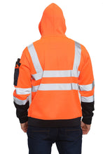 Load image into Gallery viewer, Aviator London Hi Vis Hoodie High Vis 3 Zip Pockets Pullover Hoodies - Orange/Navy
