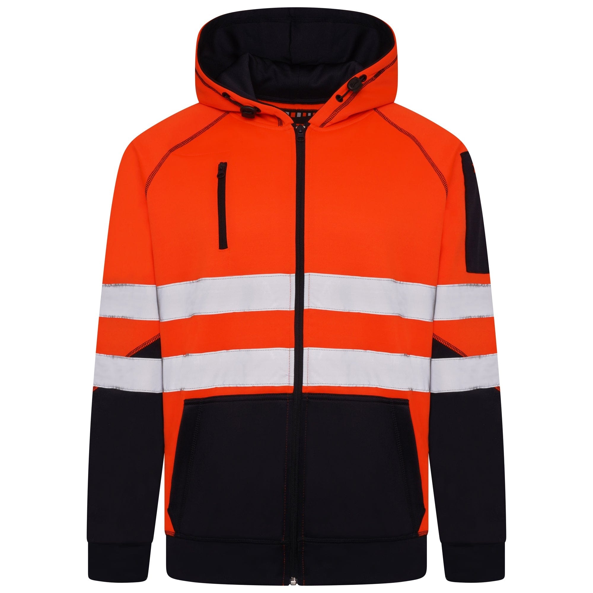 Aviator London Hi Vis Hoodie Small / Orange/Navy High Vis 3 Pockets 5 thread Zipper Hoodies - Orange/Navy