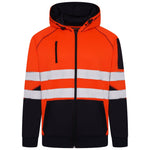 Aviator London Hi Vis Hoodie Small / Orange/Navy High Vis 3 Pockets 5 thread Zipper Hoodies - Orange/Navy